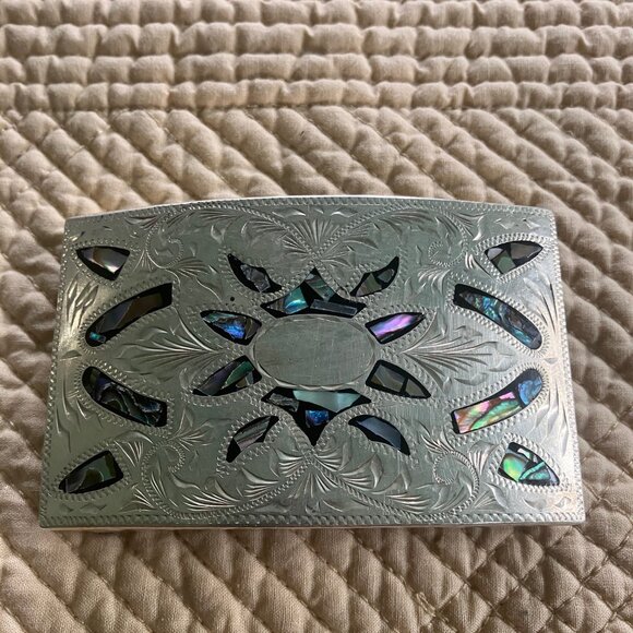 Sterling Silver & Abalone belt buckle - Picture 3 of 8